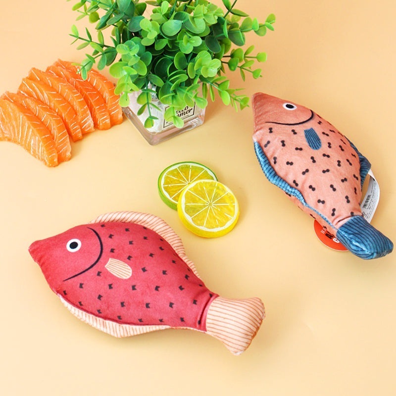 Fish-Shaped Japanese Cartoon Cat Toy