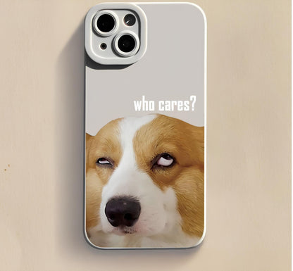 'Who Cares' Corgi Silicone Phone Case